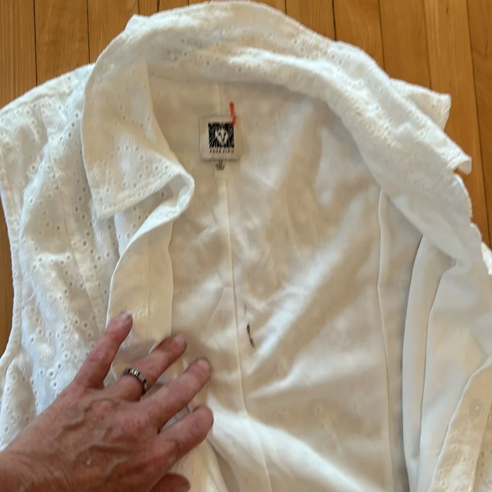 Anne Klein White button down Eyelet dress 10 NWT - Picture 3 of 6